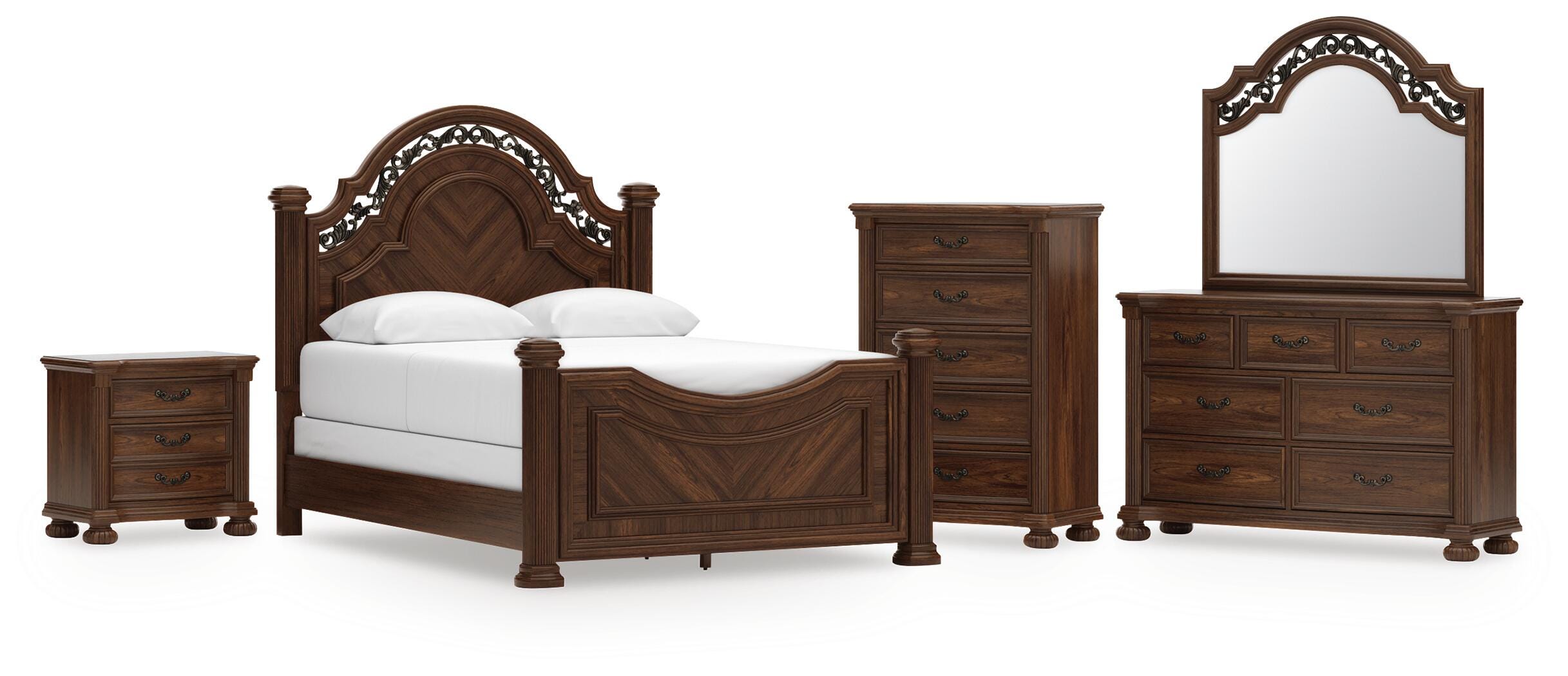 J&M Furniture - Ashley Furniture - Lavinton Queen Poster Bed, Dresser, Mirror, Chest and Nightstand - Queen Poster Bed, Dresser, Mirror, Chest and Nightstand - B764B14