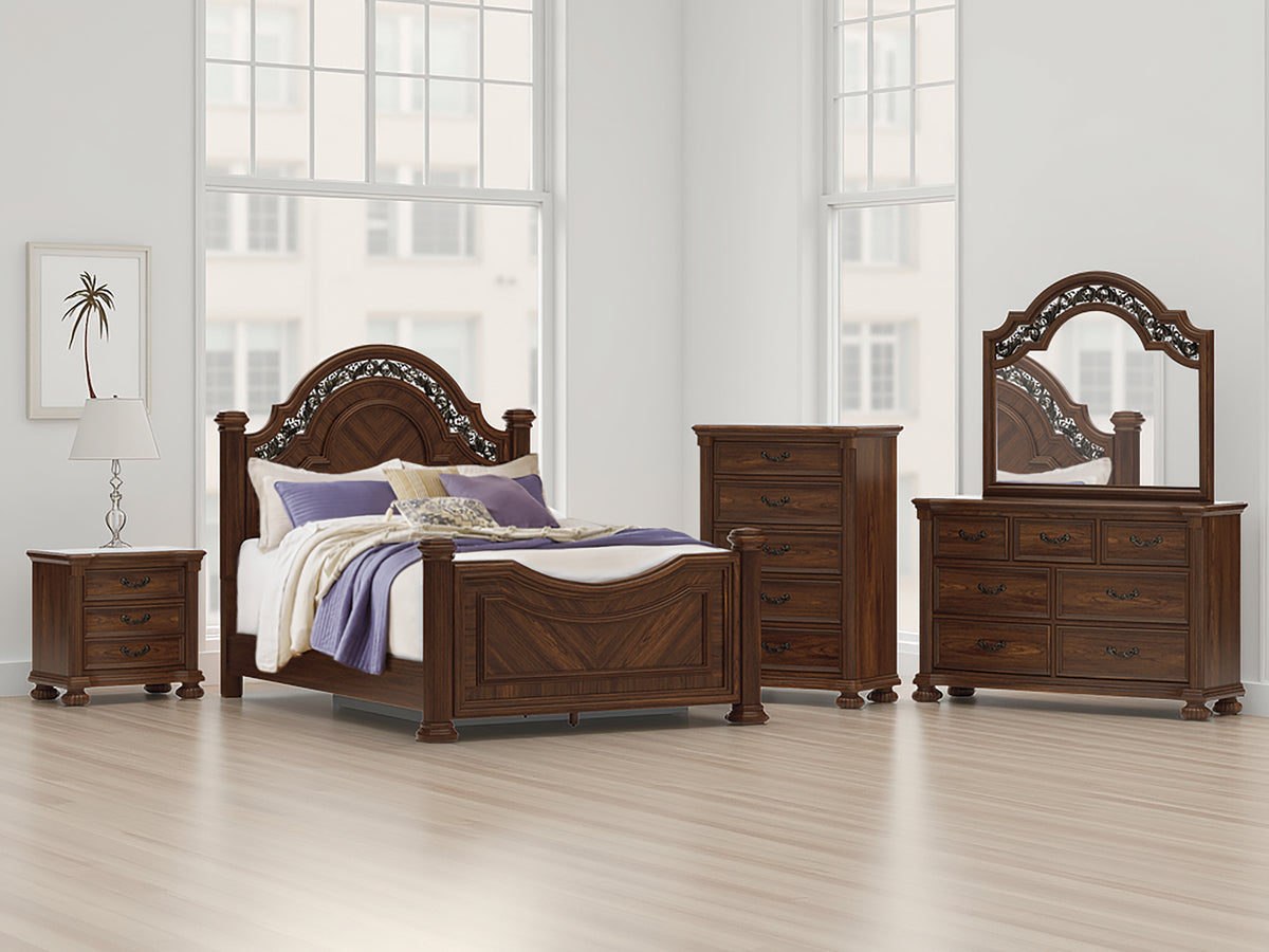 J&M Furniture - Ashley Furniture - Lavinton Queen Poster Bed - Queen Poster Bed / Brown - B764B5