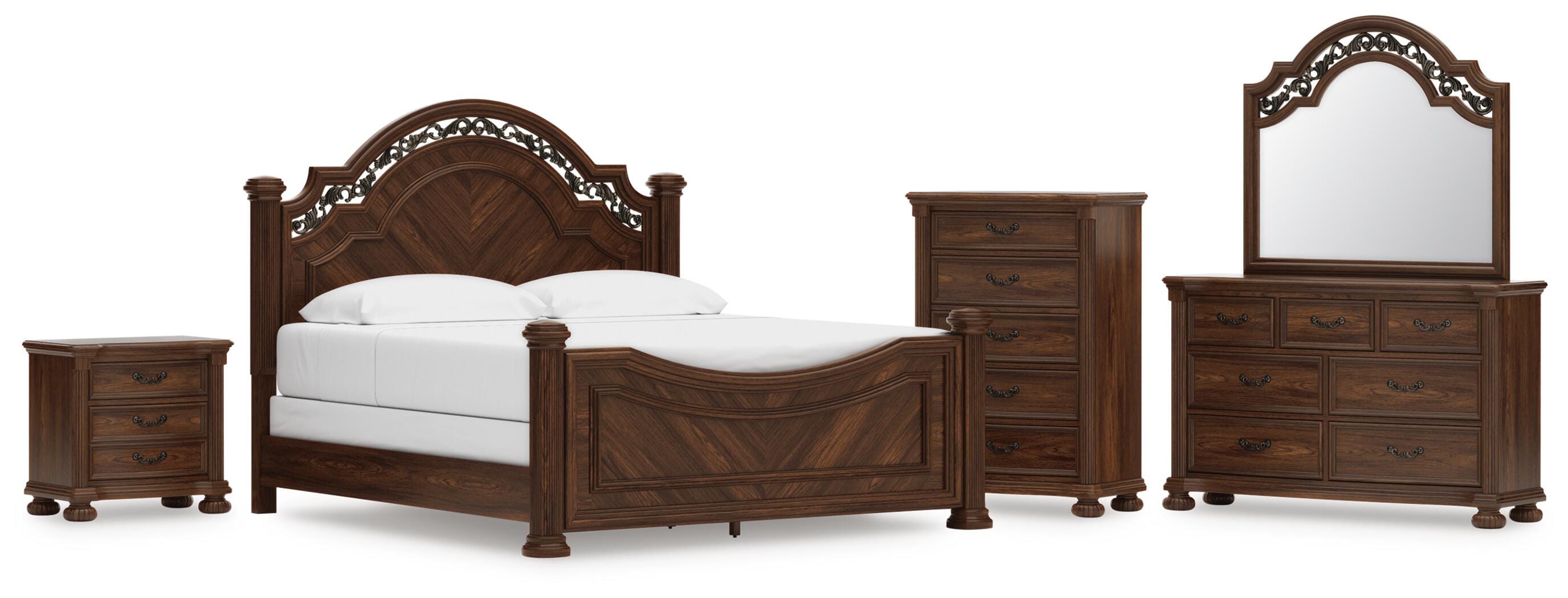 J&M Furniture - Ashley Furniture - Lavinton King Poster Bed, Dresser, Mirror, Chest and Nightstand - King Poster Bed, Dresser, Mirror, Chest and Nightstand - B764B20