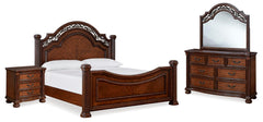 J&M Furniture - Ashley Furniture - Lavinton Queen Poster Bed, Dresser, Mirror and Nightstand - Queen Poster Bed, Dresser, Mirror and Nightstand - B764B13