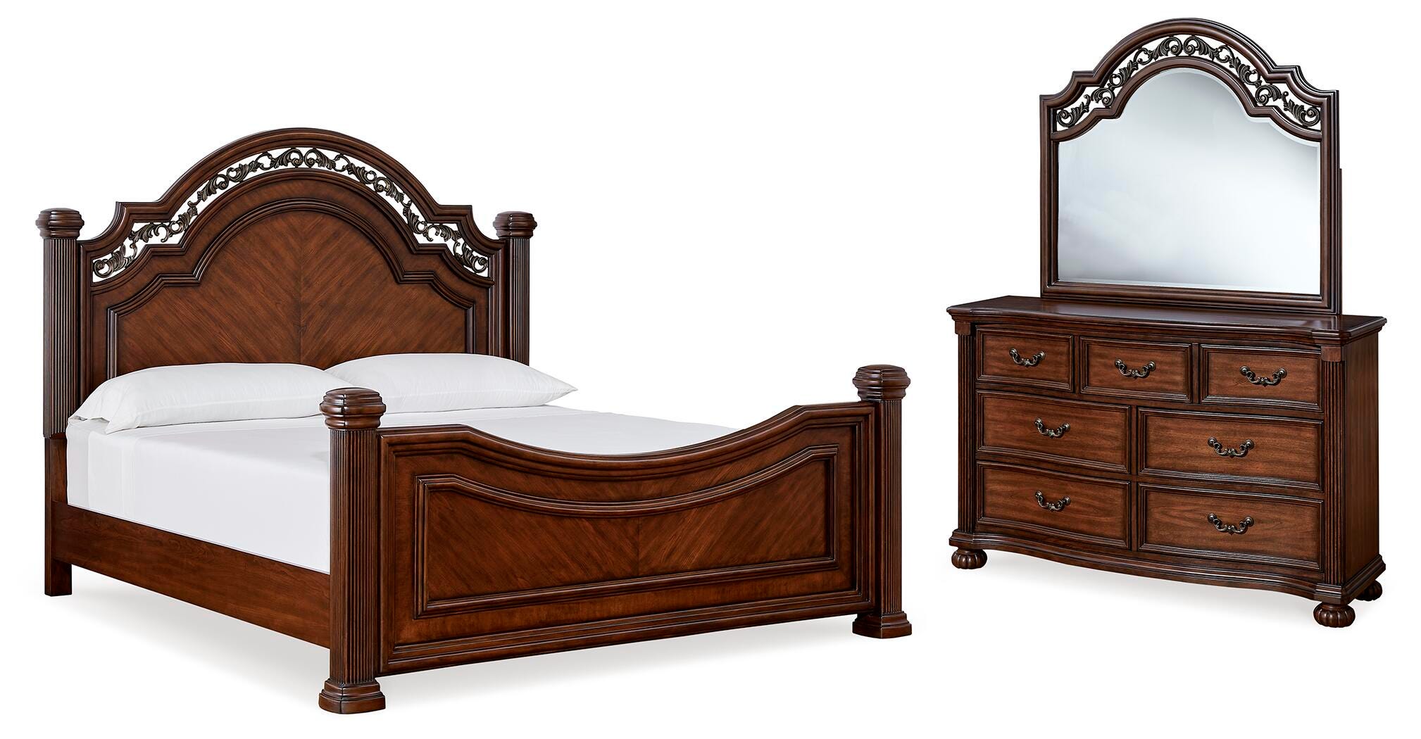 J&M Furniture - Ashley Furniture - Lavinton Queen Poster Bed, Dresser and Mirror - Queen Poster Bed, Dresser and Mirror - B764B6