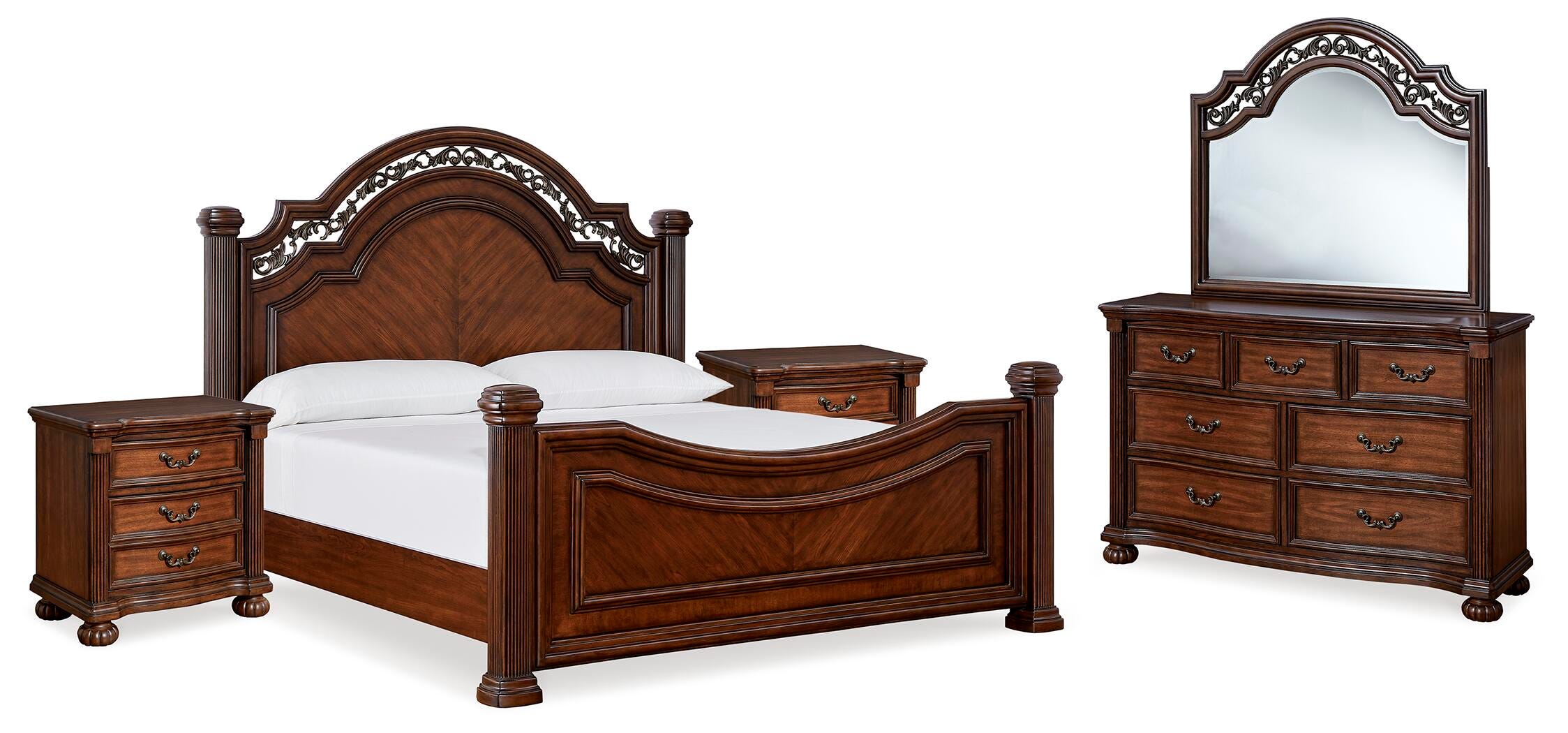 J&M Furniture - Ashley Furniture - Lavinton King Poster Bed, Dresser, Mirror and Nightstand - King Poster Bed, Dresser, Mirror and Nightstand - B764B17