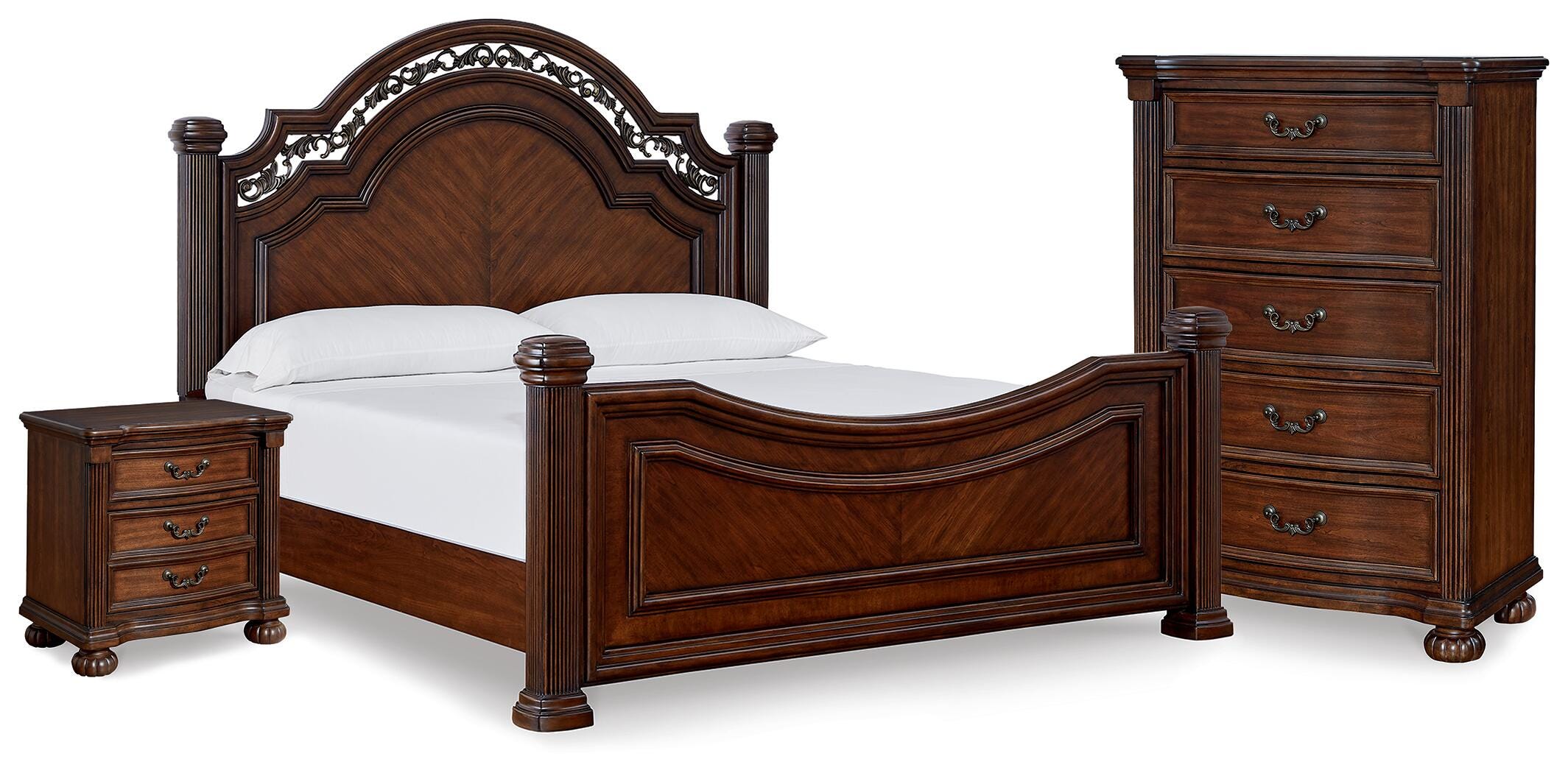 J&M Furniture - Ashley Furniture - Lavinton Queen Poster Bed, Chest and Nightstand - Queen Poster Bed, Chest and Nightstand - B764B15