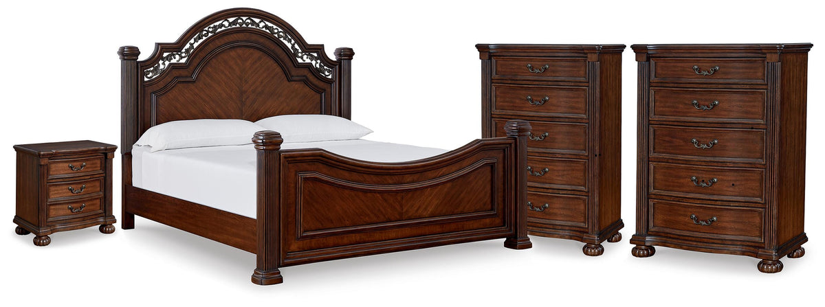 J&M Furniture - Ashley Furniture - Lavinton King Poster Bed, 2 Chests and Nightstand - King Poster Bed, 2 Chests and Nightstand - B764B12