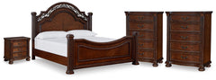J&M Furniture - Ashley Furniture - Lavinton King Poster Bed, 2 Chests and Nightstand - King Poster Bed, 2 Chests and Nightstand - B764B12