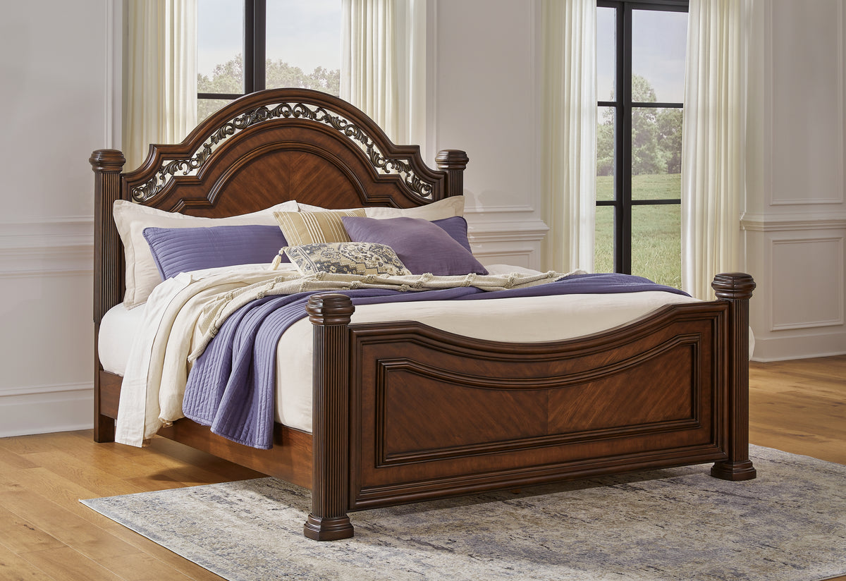 J&M Furniture - Ashley Furniture - Lavinton King Poster Bed - King Poster Bed / Brown - B764B9