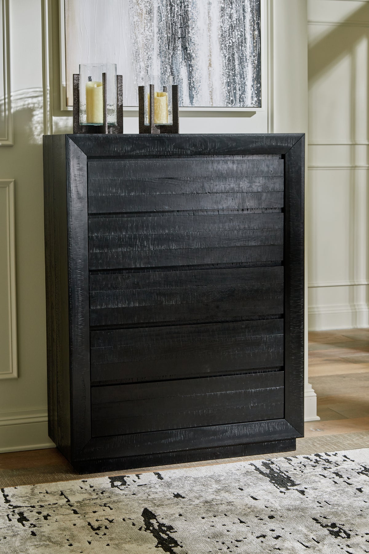 J&M Furniture - Ashley Furniture - Londer Chest of Drawers - Five Drawer Chest / Black - B768-46