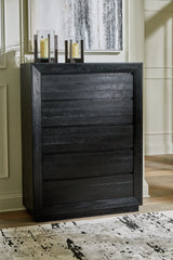 J&M Furniture - Ashley Furniture - Londer Chest of Drawers - Five Drawer Chest / Black - B768-46