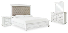 J&M Furniture - Ashley Furniture - Kanwyn Queen Upholstered Panel Bed, Dresser, Mirror, and Nightstand - Queen Upholstered Panel Bed, Dresser, Mirror, and Nightstand - B777B16