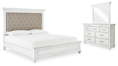 J&M Furniture - Ashley Furniture - Kanwyn Queen Bed with Mirrored Dresser - Queen Bed with Mirrored Dresser / Whitewash - B777B5