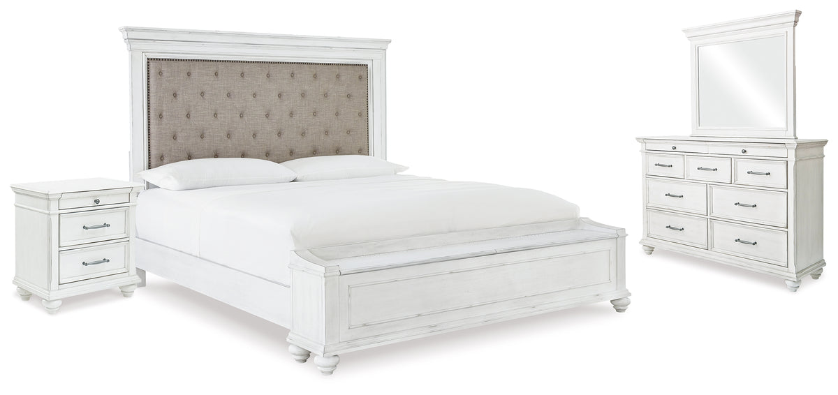 J&M Furniture - Ashley Furniture - Kanwyn King Upholstered Storage Bed, Dresser, Mirror and Nightstand - King Upholstered Storage Bed, Dresser, Mirror and Nightstand - B777B25