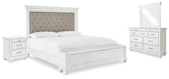 J&M Furniture - Ashley Furniture - Kanwyn King Upholstered Storage Bed, Dresser, Mirror and Nightstand - King Upholstered Storage Bed, Dresser, Mirror and Nightstand - B777B25
