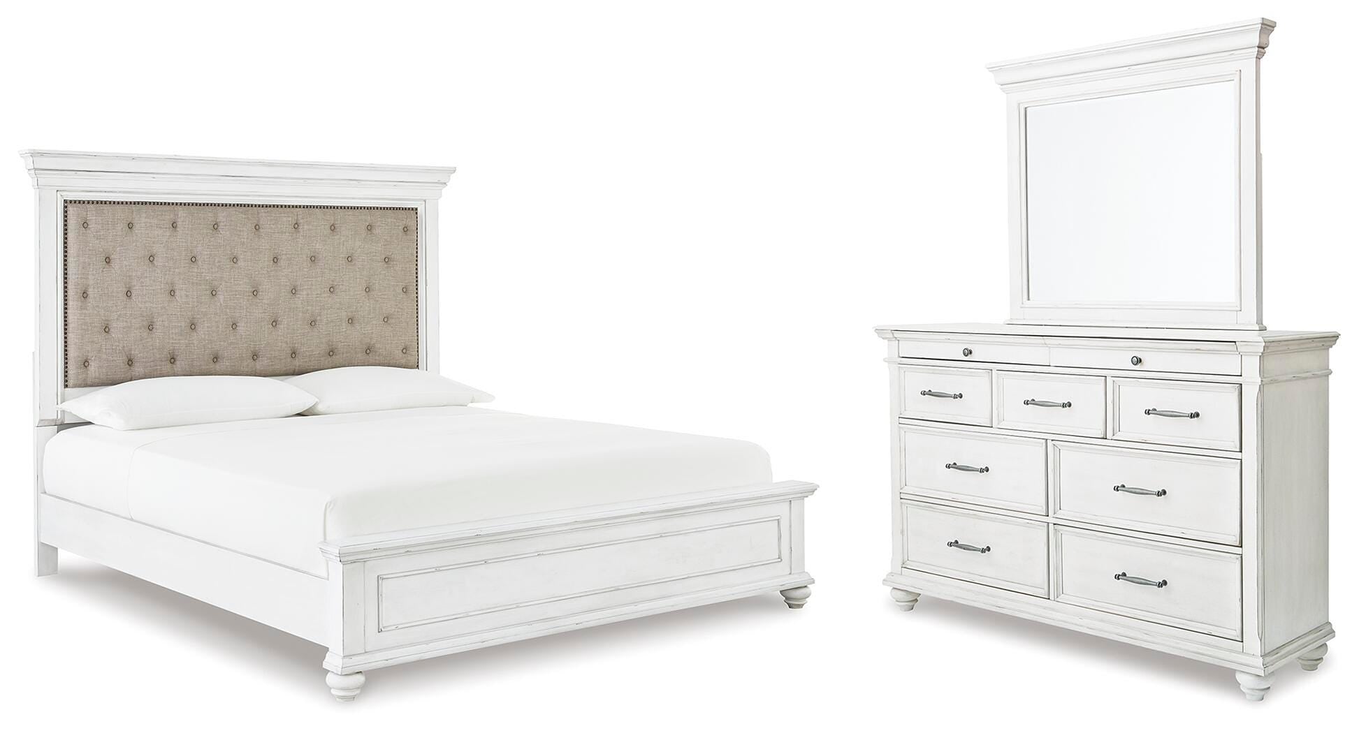 J&M Furniture - Ashley Furniture - Kanwyn King Upholstered Panel Bed, Dresser and Mirror - King Upholstered Panel Bed, Dresser and Mirror - B777B36