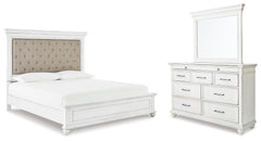 J&M Furniture - Ashley Furniture - Kanwyn King Upholstered Panel Bed, Dresser and Mirror - King Upholstered Panel Bed, Dresser and Mirror - B777B36