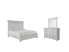 J&M Furniture - Ashley Furniture - Kanwyn Queen Panel Bed with Dresser and Mirror - Queen Panel Bed with Dresser and Mirror / Whitewash - B777B3