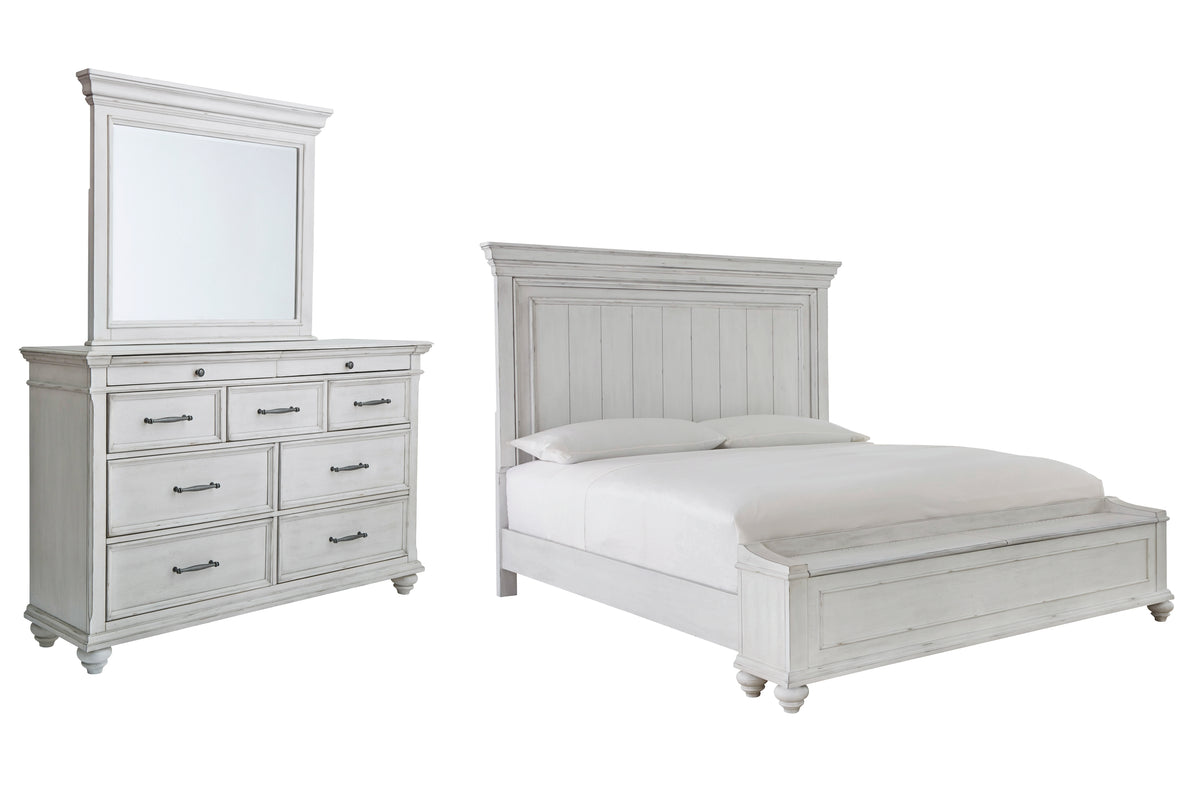 J&M Furniture - Ashley Furniture - Kanwyn King Panel Bed with Storage, Dresser and Mirror - King Panel Bed with Storage, Dresser and Mirror - B777B27