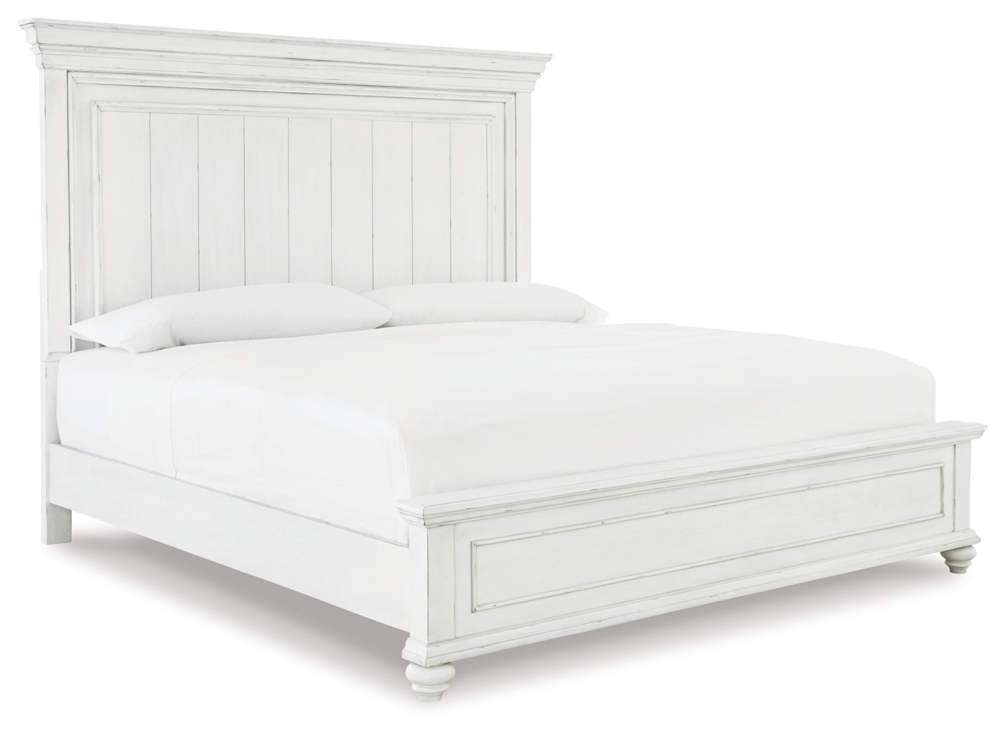 J&M Furniture - Ashley Furniture - Kanwyn Queen Panel Bed with Dresser and Mirror - Queen Panel Bed with Dresser and Mirror / Whitewash - B777B3