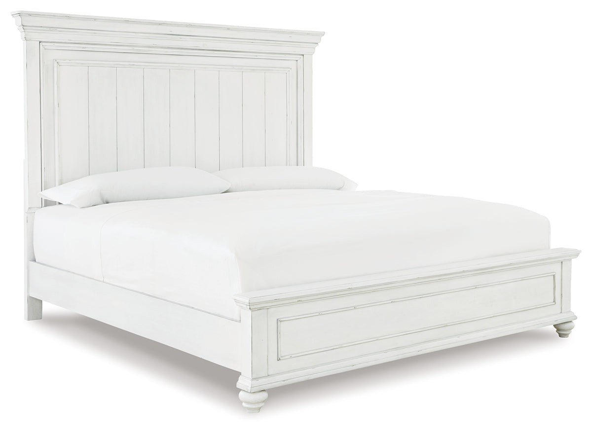 J&M Furniture - Ashley Furniture - Kanwyn Queen Panel Bed with Dresser and Mirror - Queen Panel Bed with Dresser and Mirror / Whitewash - B777B3