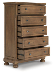 J&M Furniture - Ashley Furniture - Feddinger Chest of Drawers - Five Drawer Chest / Medium Brown - PCB779-46
