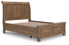 J&M Furniture - Ashley Furniture - Feddinger Queen Storage Sleigh Bed - Queen Storage Sleigh Bed / Medium Brown - PCB779B4