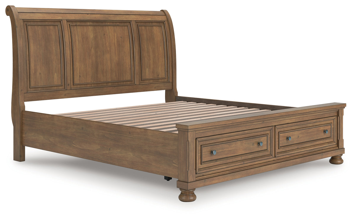 J&M Furniture - Ashley Furniture - Feddinger King Storage Sleigh Bed - King Storage Sleigh Bed / Medium Brown - PCB779B8