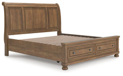 J&M Furniture - Ashley Furniture - Feddinger King Storage Sleigh Bed - King Storage Sleigh Bed / Medium Brown - PCB779B8