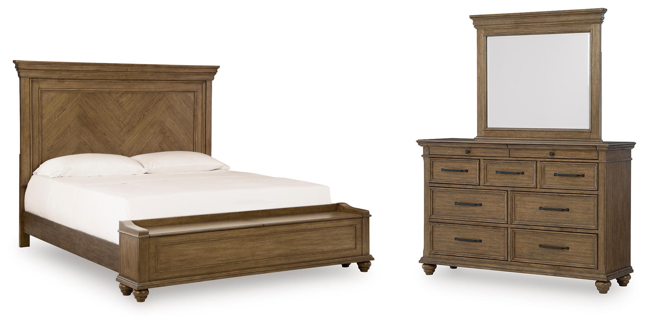 J&M Furniture - Ashley Furniture - Karallin Queen Panel Storage Bed, Dresser and Mirror - Queen Panel Storage Bed, Dresser and Mirror - PCB782B7