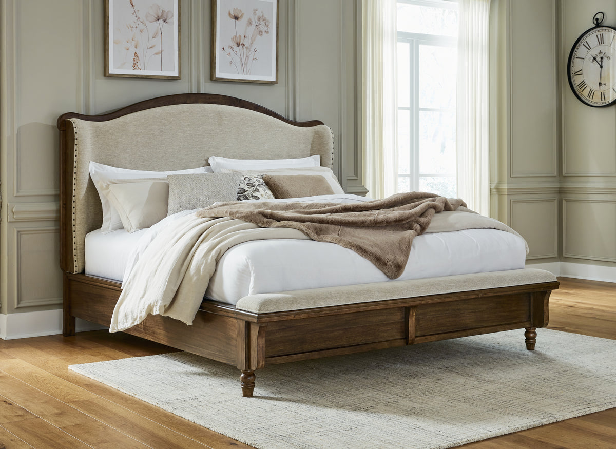 J&M Furniture - Ashley Furniture - Sturlayne King Upholstered Panel Bed - King Upholstered Panel Bed / Brown - B787B4