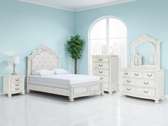 J&M Furniture - Ashley Furniture - Montelaine Queen Upholstered Panel Bed - Queen Upholstered Panel Bed / Antique White - B795B2