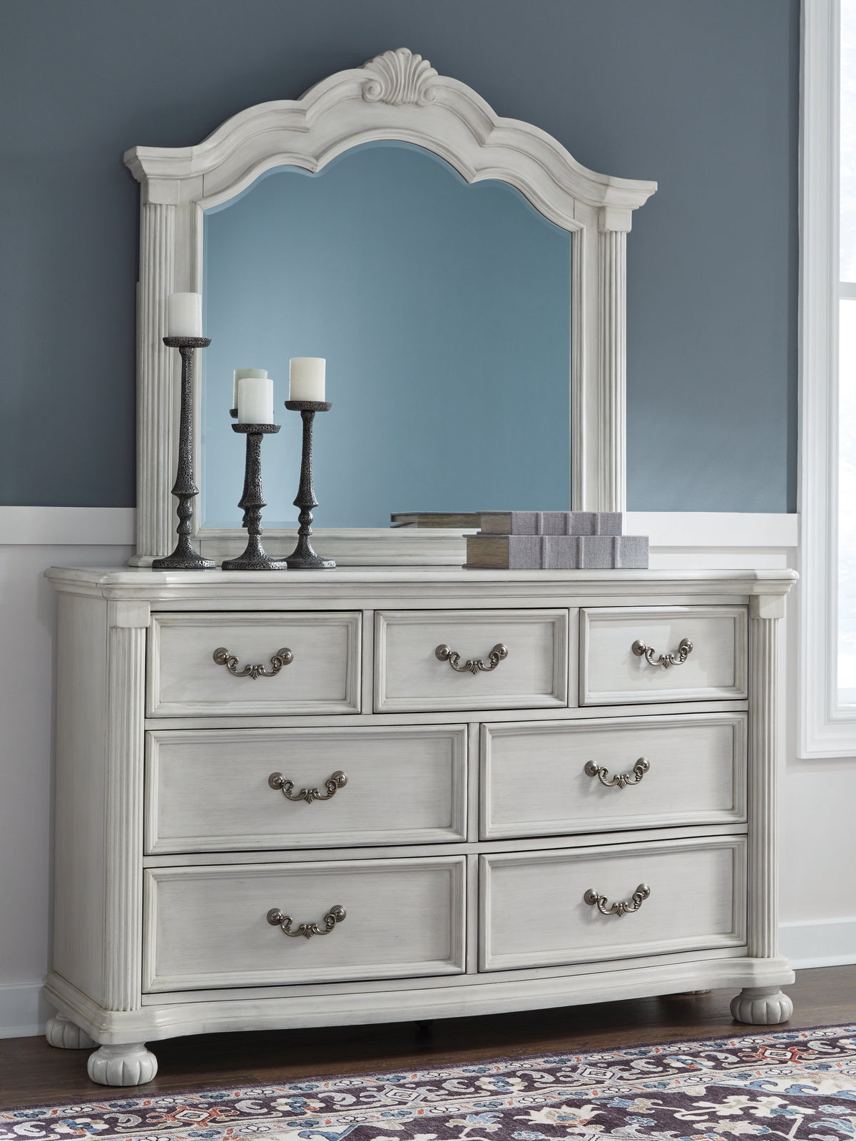 J&M Furniture - Ashley Furniture - Montelaine Dresser and Mirror - Dresser and Mirror / Antique White - B795B1