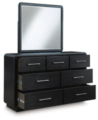 Rowanbeck King Panel Bed, Dresser, Mirror, Chest and Nightstand