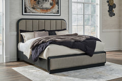 J&M Furniture - Ashley Furniture - Rowanbeck King Upholstered Panel Bed - King Upholstered Panel Bed / Gray/Black - B821B4