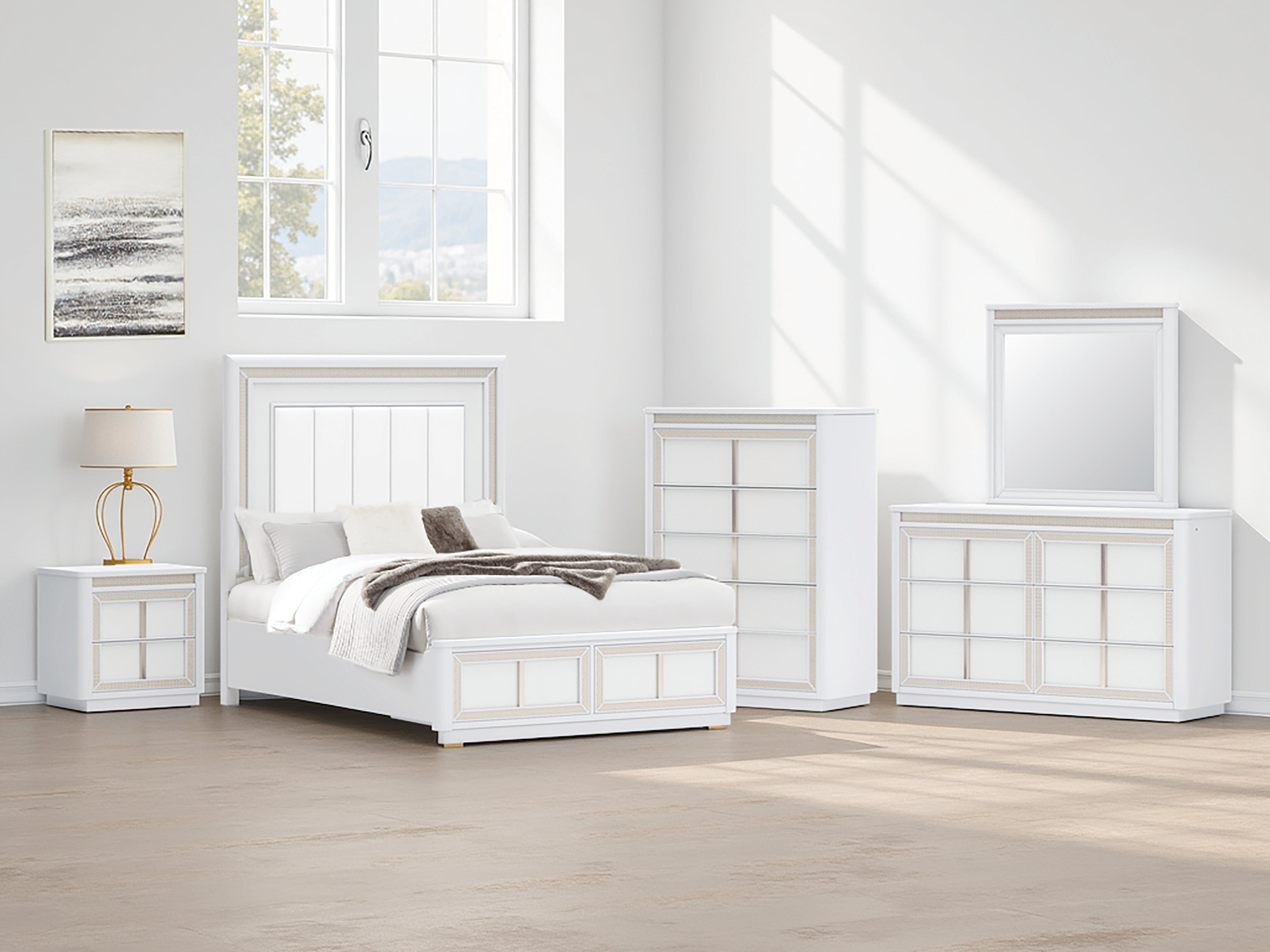 J&M Furniture - Ashley Furniture - Chalanna Queen Upholstered Storage Bed - Queen Upholstered Storage Bed / White - B822B2