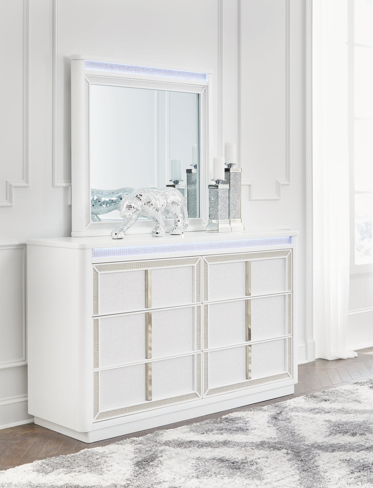 J&M Furniture - Ashley Furniture - Chalanna Dresser and Mirror - Dresser and Mirror / White - B822B1