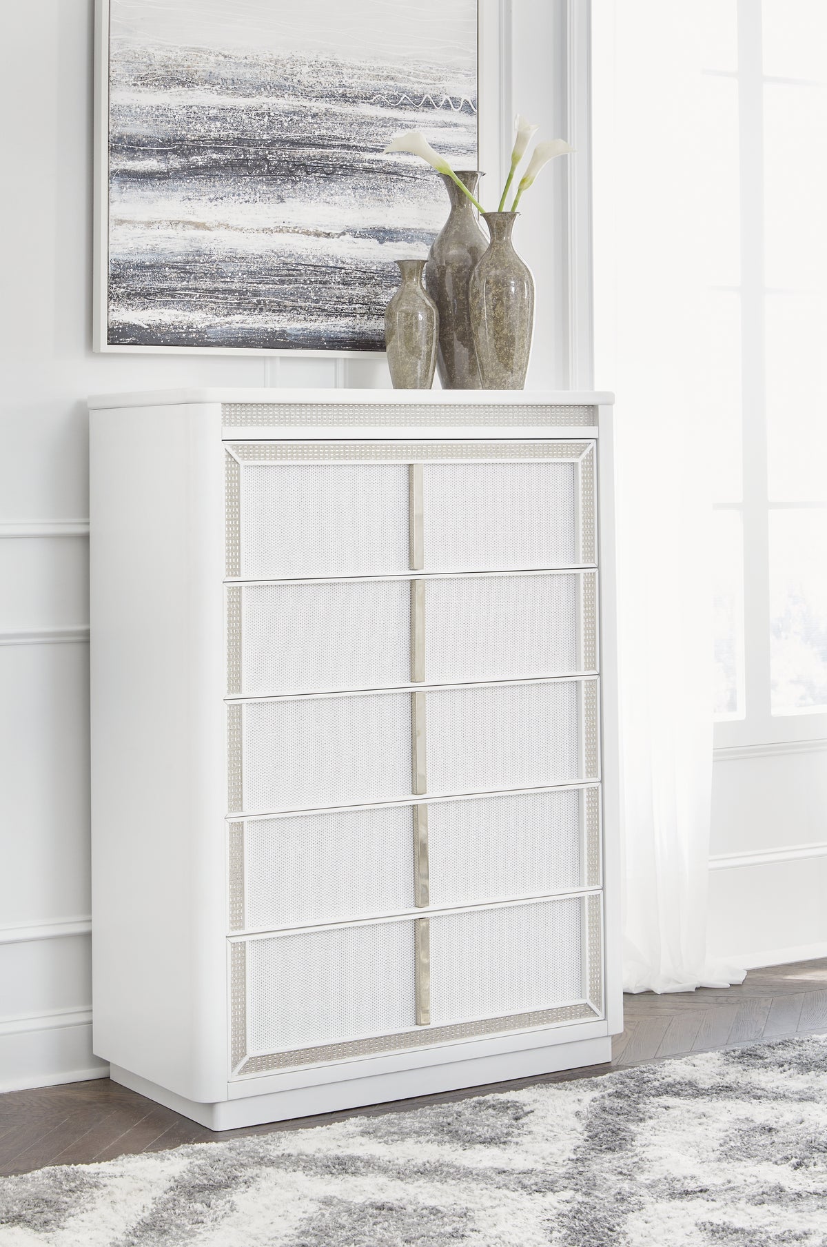 J&M Furniture - Ashley Furniture - Chalanna Chest of Drawers - Five Drawer Chest / White - B822-46