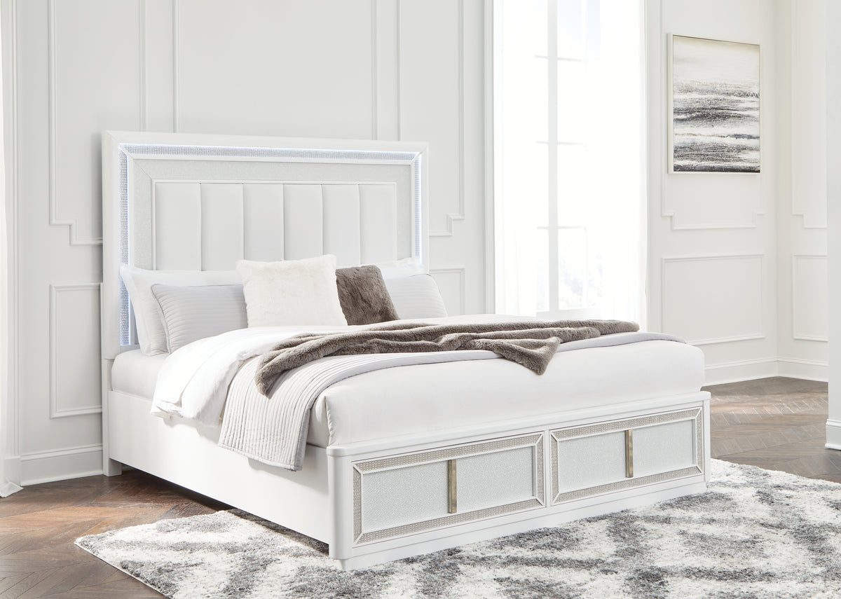 J&M Furniture - Ashley Furniture - Chalanna California King Upholstered Storage Bed - California King Upholstered Storage Bed / White - B822B5