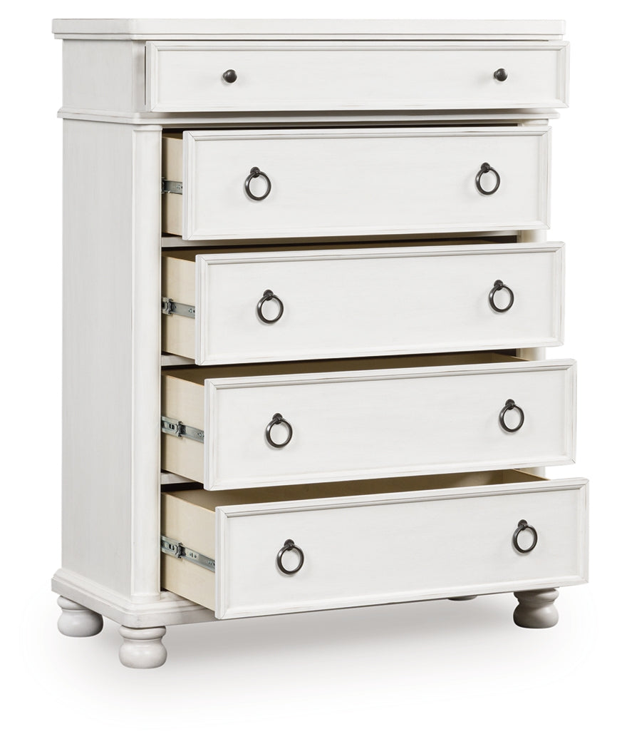 J&M Furniture - Ashley Furniture - Rowlenstown Chest of Drawers - Five Drawer Chest / Antique White - PCB823-46