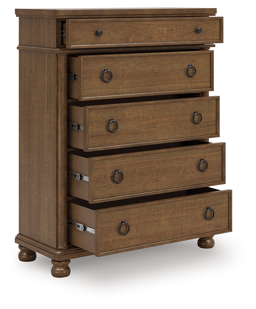 J&M Furniture - Ashley Furniture - Rowlenstown Chest of Drawers - Five Drawer Chest / Brown - PCB824-46
