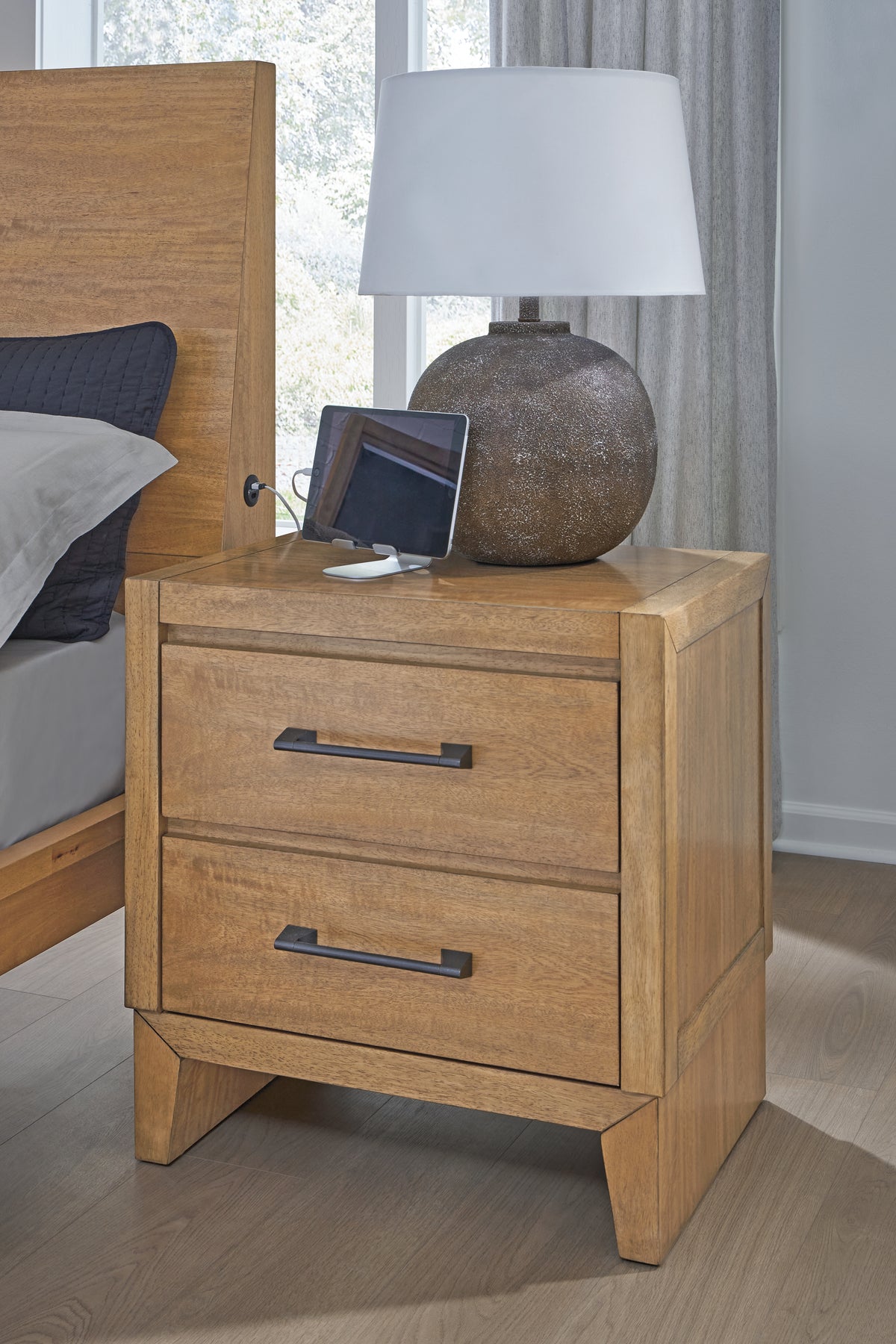 J&M Furniture - Ashley Furniture - Sherbana Nightstand - Two Drawer Night Stand / Light Brown - B833-92