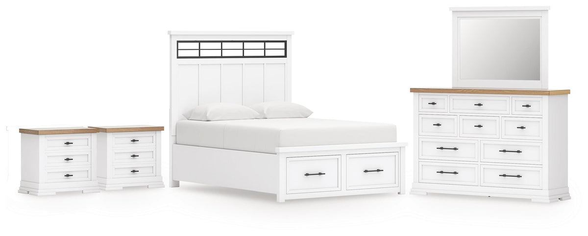 J&M Furniture - Ashley Furniture - Ashbryn Queen Panel Storage Bed, Dresser, Mirror and 2 Nightstands - Queen Panel Storage Bed, Dresser, Mirror and 2 Nightstands - B844B11