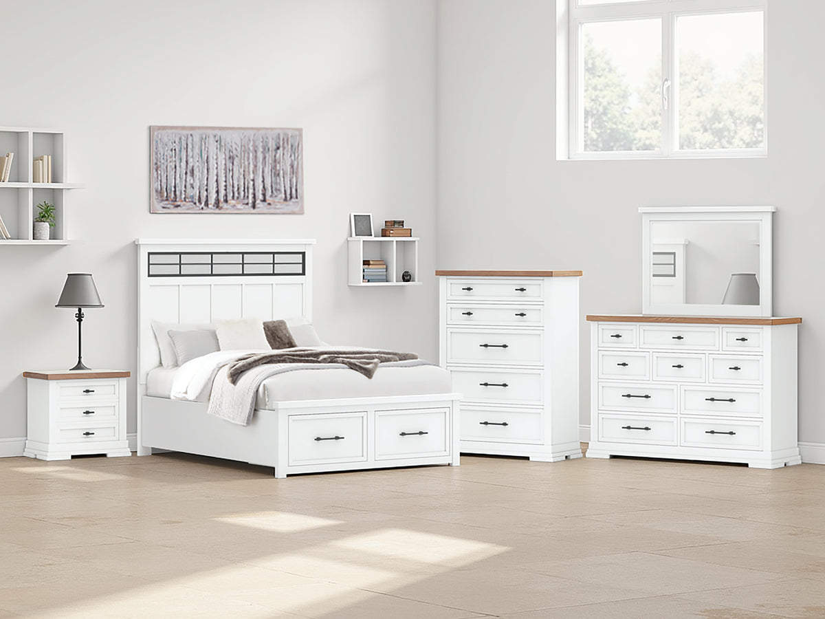 J&M Furniture - Ashley Furniture - Ashbryn Queen Panel Storage Bed - Queen Panel Storage Bed / White/Natural - B844B2