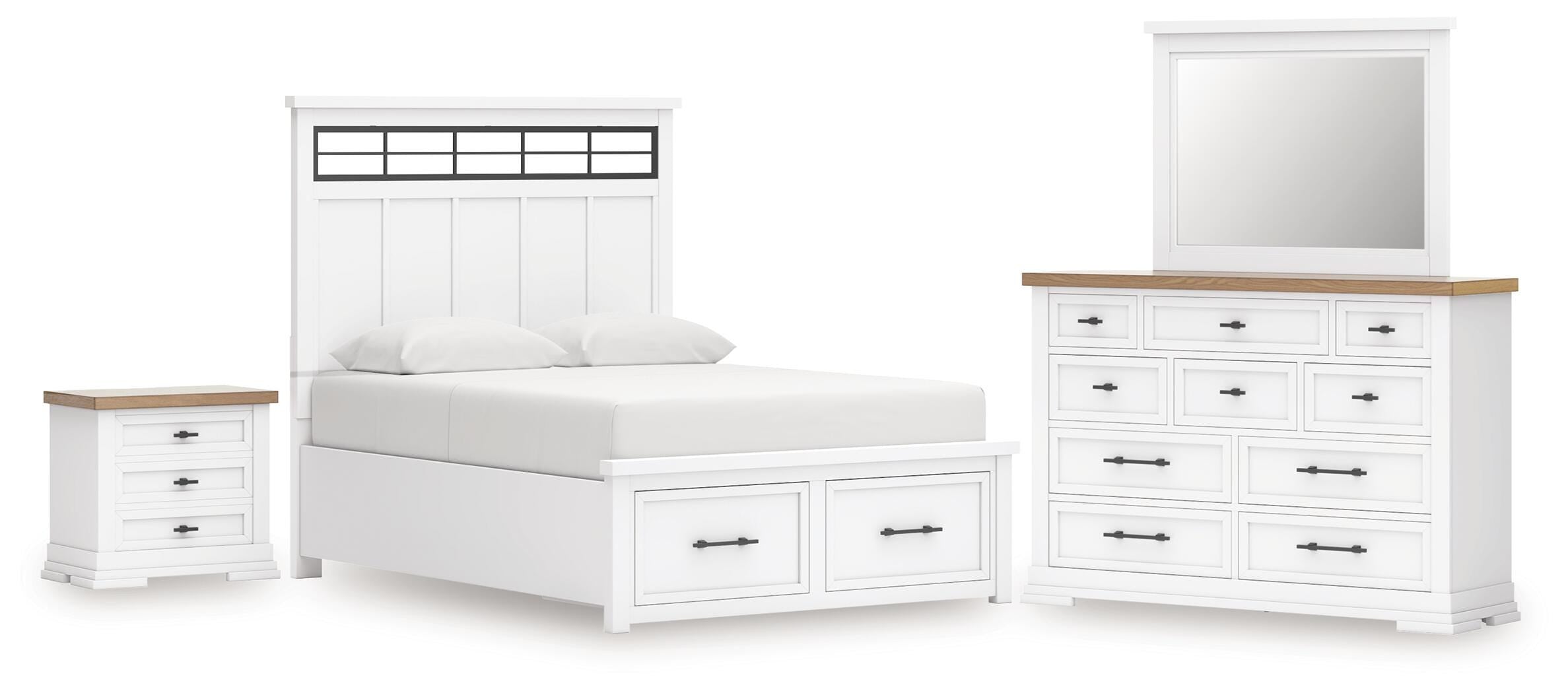 J&M Furniture - Ashley Furniture - Ashbryn King Panel Storage Bed, Dresser, Mirror and Nightstand - King Panel Storage Bed, Dresser, Mirror and Nightstand - B844B9