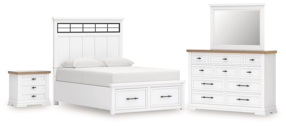 J&M Furniture - Ashley Furniture - Ashbryn King Panel Storage Bed, Dresser, Mirror and Nightstand - King Panel Storage Bed, Dresser, Mirror and Nightstand - B844B9
