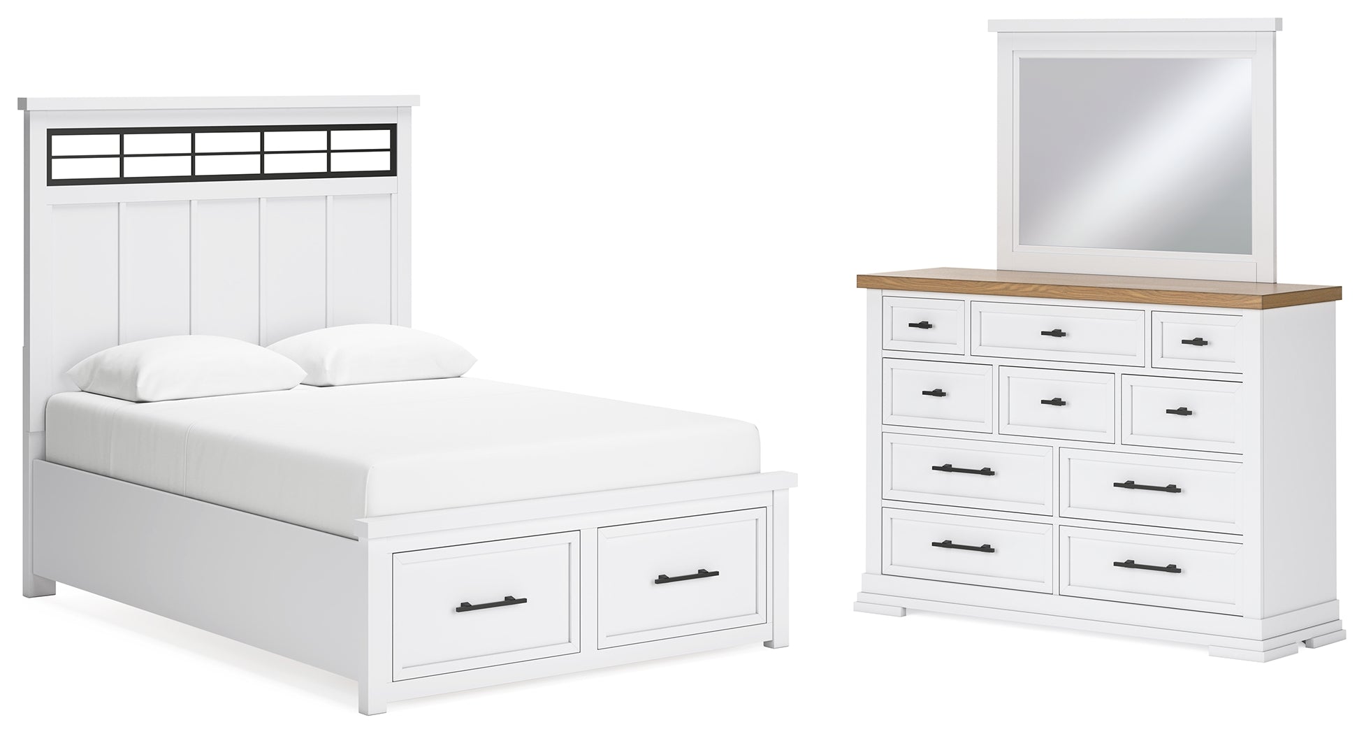 J&M Furniture - Ashley Furniture - Ashbryn Queen Panel Storage Bed, Dresser and Mirror - Queen Panel Storage Bed, Dresser and Mirror - B844B3
