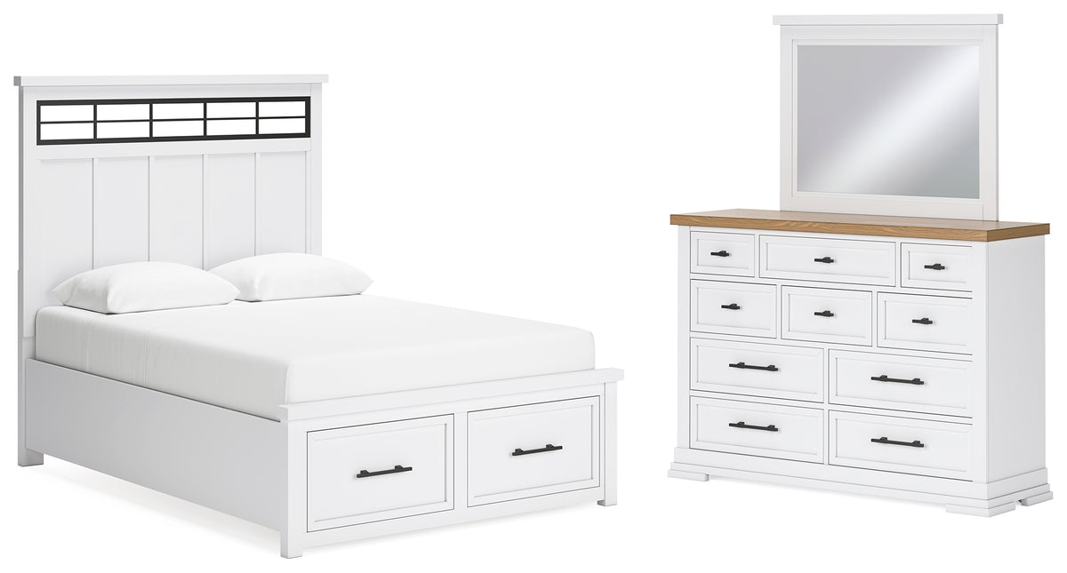 J&M Furniture - Ashley Furniture - Ashbryn Queen Panel Storage Bed, Dresser and Mirror - Queen Panel Storage Bed, Dresser and Mirror - B844B3