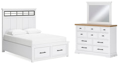 J&M Furniture - Ashley Furniture - Ashbryn Queen Panel Storage Bed, Dresser and Mirror - Queen Panel Storage Bed, Dresser and Mirror - B844B3