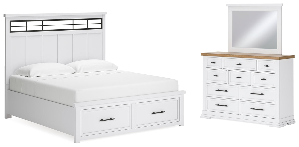 J&M Furniture - Ashley Furniture - Ashbryn King Panel Storage Bed, Dresser and Mirror - King Panel Storage Bed, Dresser and Mirror - B844B6