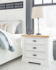 J&M Furniture - Ashley Furniture - Ashbryn Nightstand - Three Drawer Night Stand / White/Natural - B844-93