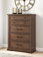 J&M Furniture - Ashley Furniture - Taffenbrook Chest of Drawers - Five Drawer Chest / Medium Brown - B849-46