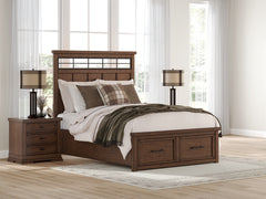 J&M Furniture - Ashley Furniture - Taffenbrook Queen Panel Storage Bed - Queen Panel Storage Bed / Medium Brown - B849B2